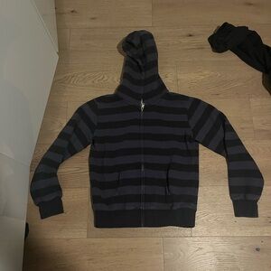 Brandy Melville Black and Gray Zip Up Sweater